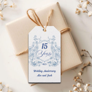Elegantes Vintage-Wappen zum 15. Hochzeitstag Geschenkanhänger