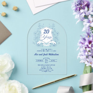 Elegantes Vintage-Wappen zum 20. Hochzeitstag Acryleinladungen