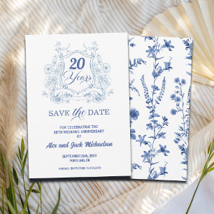 Elegantes Vintage-Wappen zum 20. Hochzeitstag Save The Date