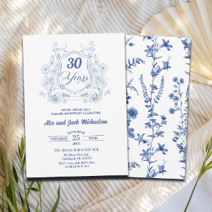 Elegantes Vintage-Wappen zum 30. Hochzeitstag Einladung