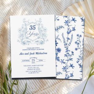 Elegantes Vintage-Wappen zum 35. Hochzeitstag Einladung