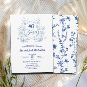 Elegantes Vintage-Wappen zum 40. Hochzeitstag Einladung