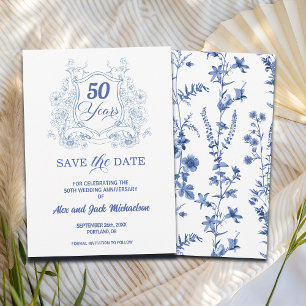 Elegantes Vintage-Wappen zum 50. Hochzeitstag Save The Date