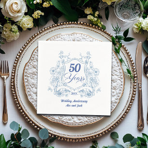 Elegantes Vintage-Wappen zum 50. Hochzeitstag Serviette