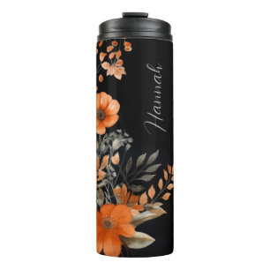 Elegantes vintage Wasserfarben-Blumenmuster Thermosbecher
