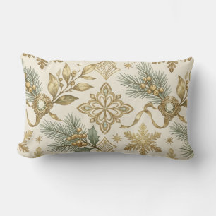 Elegantes Vintage-Weihnachten in Gold und Grün Lendenkissen