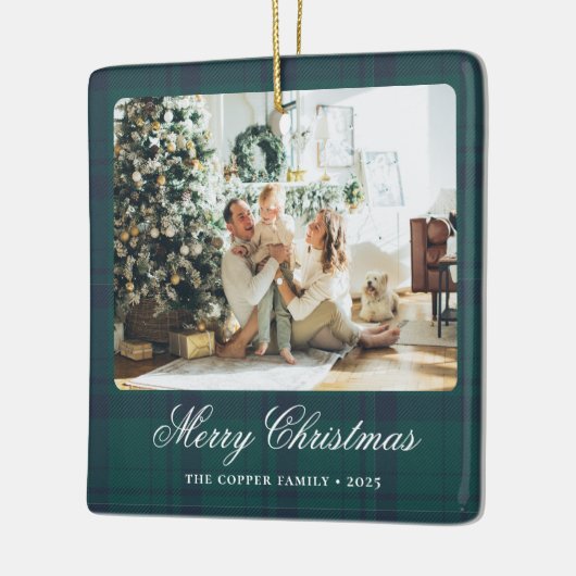 Elegantes Vintage Weihnachts-Foto Keramikornament (Links)