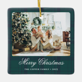 Elegantes Vintage Weihnachts-Foto Keramikornament