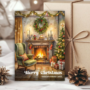 Elegantes vintage Weihnachts-Innenraumdesign in le Feiertagskarte