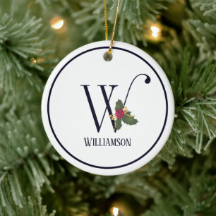 Elegantes vintage Weihnachtsmonogramm Anfangsbuchs Keramik Ornament