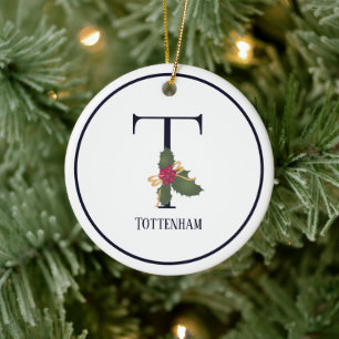 Elegantes vintage Weihnachtsmonogramm Anfangsbuchs Keramik Ornament