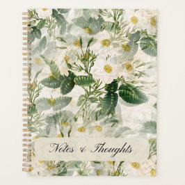 Elegantes Vintage Weiße Rose Blumen Hardcover Planer