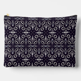 Elegantes vintage weißes Ornamentmuster auf Navy Zubehörtasche