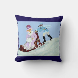 Elegantes Vintage-Windhundpaar mit Schlitten Kissen