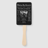 Elegantes Vintage-Zeitungs-Hochzeitsprogramm QR-Co Fächer (Vorderseite)