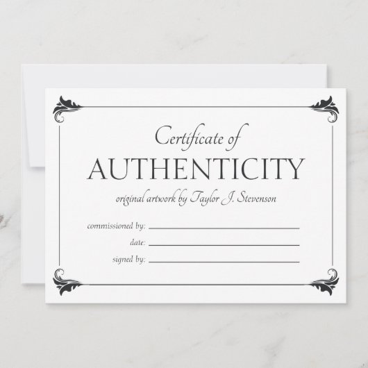 Elegantes Vintageres Echtheitszertifikat (Vorderseite)