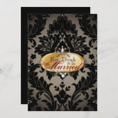 Elegantes Vintages Abendessen bei Damast Probe Einladung (Vorne/Hinten)