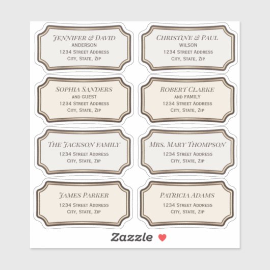 Elegantes Vintages Abzeichen CC0898 Gästeschriften Aufkleber (Blatt)