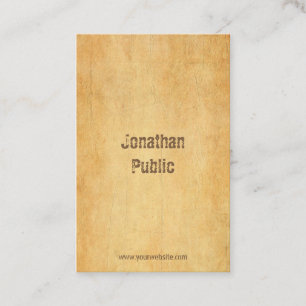 Elegantes Vintages altes Papier geplagtes Skript C Visitenkarte