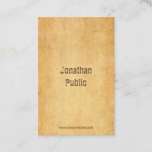 Elegantes Vintages altes Papier geplagtes Skript C Visitenkarte (Vorderseite)