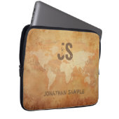 Elegantes Vintages Altpapier Mit Monogramm Cool au Laptopschutzhülle (Vorne Rechts)