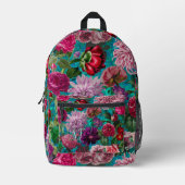 Elegantes Vintages Aqua-Blau Bedruckter Rucksack (Vorderseite)