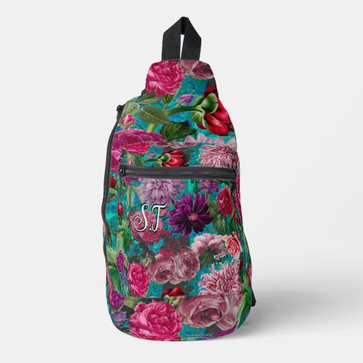 Elegantes Vintages Aqua-Blau Crossbody Bag (Vorderseite)