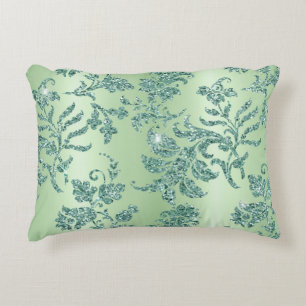 Elegantes Vintages Aquamarines Blumendesign Dekokissen