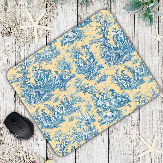 Elegantes Vintages aquamarines Jouy Mousepad