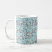 Elegantes Vintages Baby Blue Toile de jouy Kaffeetasse (Links)