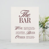 Elegantes Vintages Bar Menu Wedding Sign (Stehend Vorderseite)