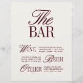 Elegantes Vintages Bar Menu Wedding Sign (Vorderseite)