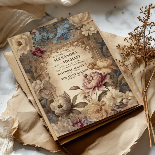 Elegantes Vintages Barock Viktorianisch Creme Ecru Einladung