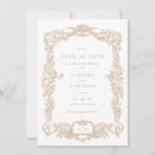 Elegantes Vintages Barockgold Save the Date Einladung (Vorderseite)