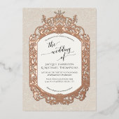 Elegantes Vintages Barockprojekt Ecru Beige Gold Folieneinladung (Vorderseite)