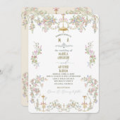 Elegantes Vintages Barockwasser Hochzeitsstiftung  Einladung (Vorne/Hinten)