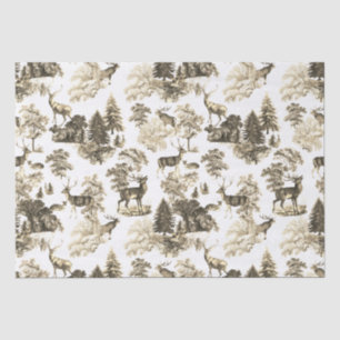 Elegantes Vintages Beige Deer in Wald Seidenpapier