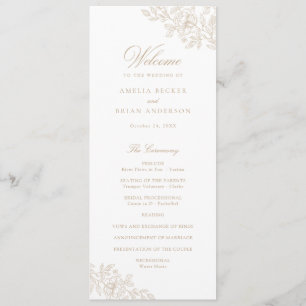 Elegantes Vintages Beige-Hochzeitsprogramm Programm