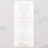 Elegantes Vintages Beige-Hochzeitsprogramm Programm (Rückseite)