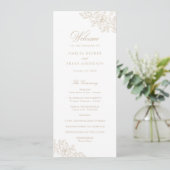 Elegantes Vintages Beige-Hochzeitsprogramm Programm (Stehend Vorderseite)