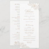 Elegantes Vintages Beige-Hochzeitsprogramm Programm (Vorne/Hinten)