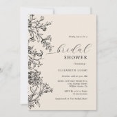 Elegantes Vintages Beige Schwarzes Brautparty Einladung (Vorderseite)