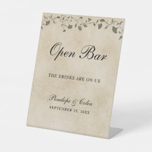 Elegantes, Vintages Bibliotheksbuch Offenes Bar Sockelschild