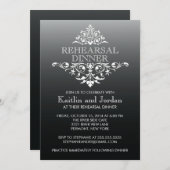 Elegantes Vintages Black Blüh Probe Abendessen Einladung (Vorne/Hinten)