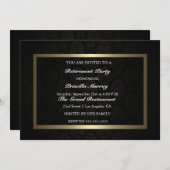 Elegantes Vintages Black & Gold Retirement Party Einladung (Vorne/Hinten)