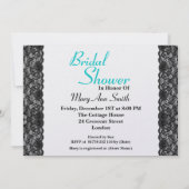 Elegantes Vintages Black Lace Brautparty Aqua Einladung (Rückseite)