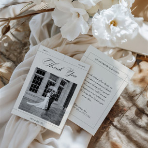Elegantes Vintages Black & White Wedding Foto Dank Dankeskarte