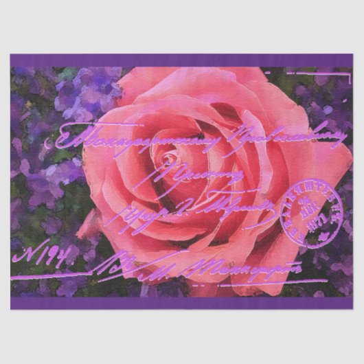 Elegantes Vintages Blatt Postkartendesign Seidenpapier (Vorderseite)