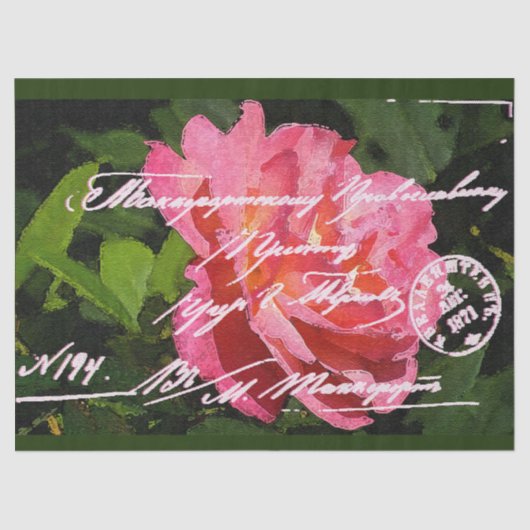 Elegantes Vintages Blatt Postkartendesign Seidenpapier (Vorderseite)