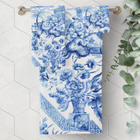 Elegantes Vintages Blau und Weiße Chinoiserie